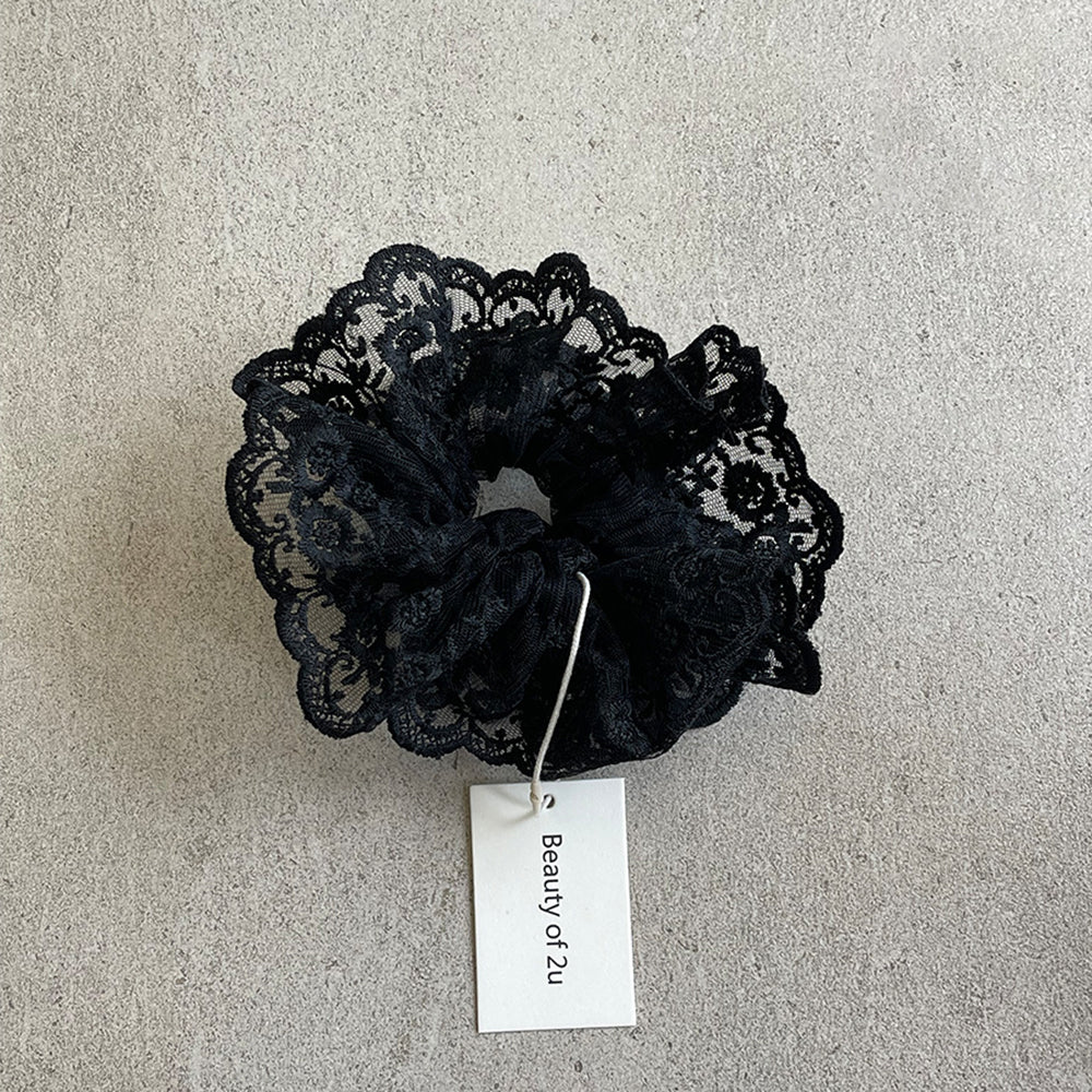 Sweet Solid Color Lace Ruffled Scrunchies 6W6HSR482