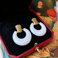 Vintage Enamel Glaze Hollow Circle Stud Earrings 6W6JER750
