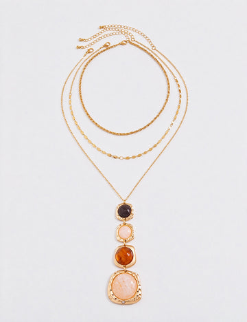 Hammered Resin Pendant Necklace - DippedShop Wholesale - #2179