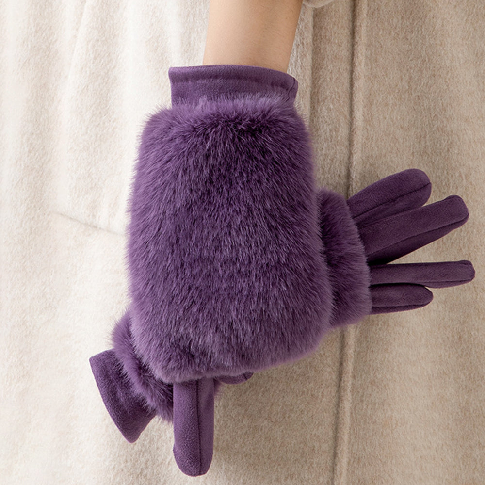 Faux Fur Touchscreen Gloves - DippedShop Wholesale - #3683