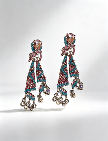 Rhinestone Knot Tassel Drop Earrings 6W6JER764