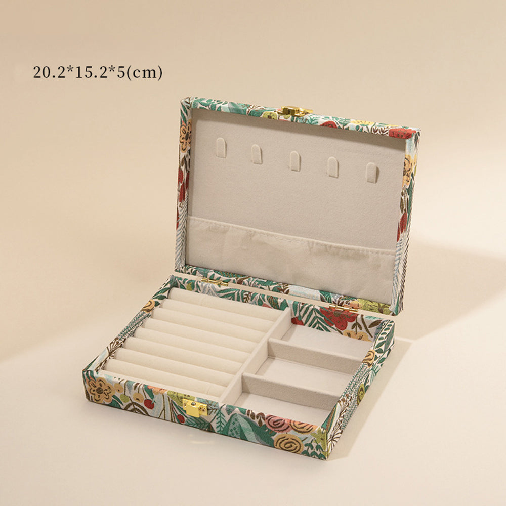 Vintage Embroidered Floral Large Capacity Jewelry Box 6H13HSJ144