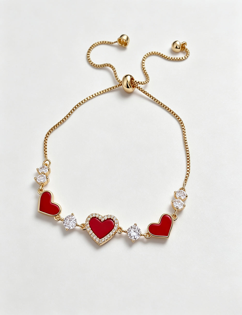 Retro Gold Plated Rhinestones Heart Bracelet 6W6JBR695