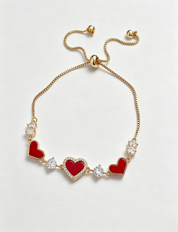 Retro Gold Plated Rhinestones Heart Bracelet 6W6JBR695