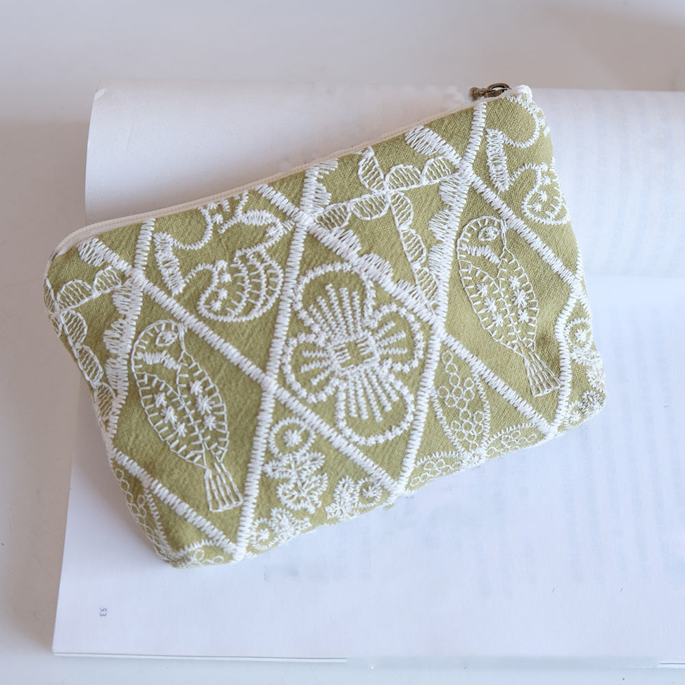 Trendy Floral Embroidery Portable Cosmetic - DippedShop Wholesale - #9043