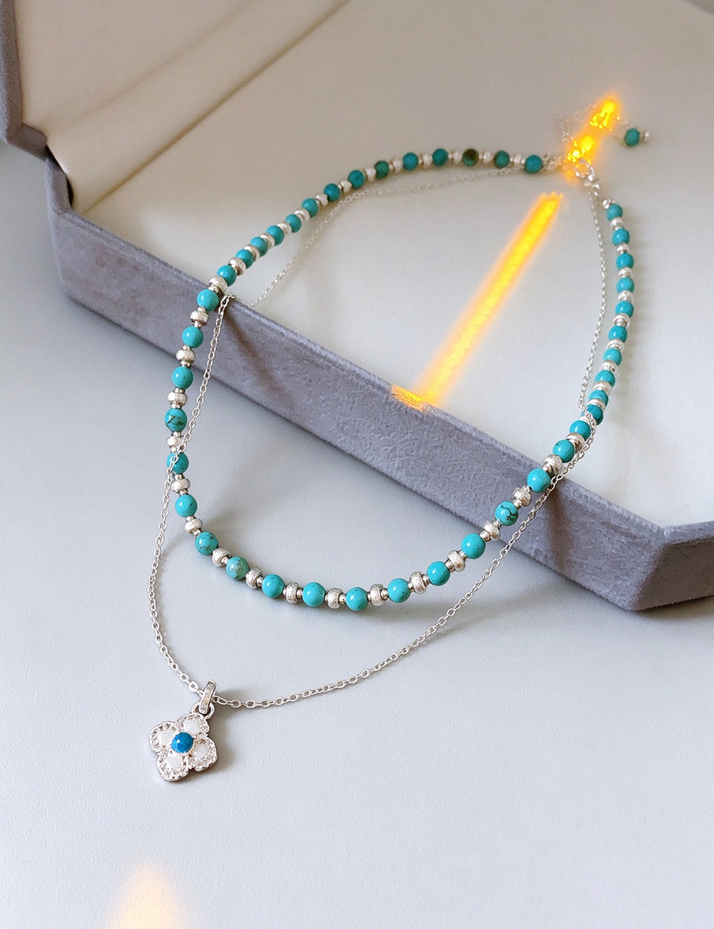 Boho Style Double Layer Floral Pendant Necklace 6W6JNC895