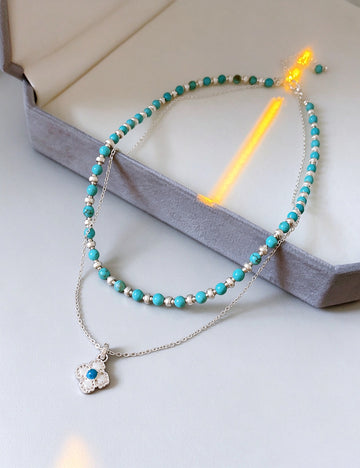 Boho Style Double Layer Floral Pendant Necklace 6W6JNC895