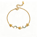 Stylish Gold Plated Double Layer Rhinestones Bracelets 6W6JBR479