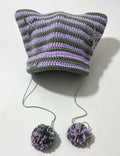 Retro Cross Pendant Cat Eye Beanie With Pompoms 6W6HAT525