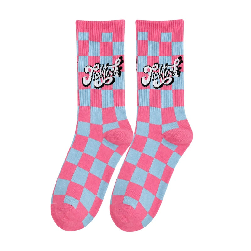 Sweet Pink Lttter Patterned Crew Socks 6W8FSO653