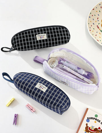 Cute Plaid Puppy Pattern Portable Pencil Case 6S10BOB1063
