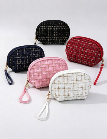 Tweed Cosmetic Bag - DippedShop Wholesale - #9763