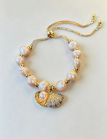 Stylish Gold Plated Freshwater Pearl Bracelet 6W6JBR714