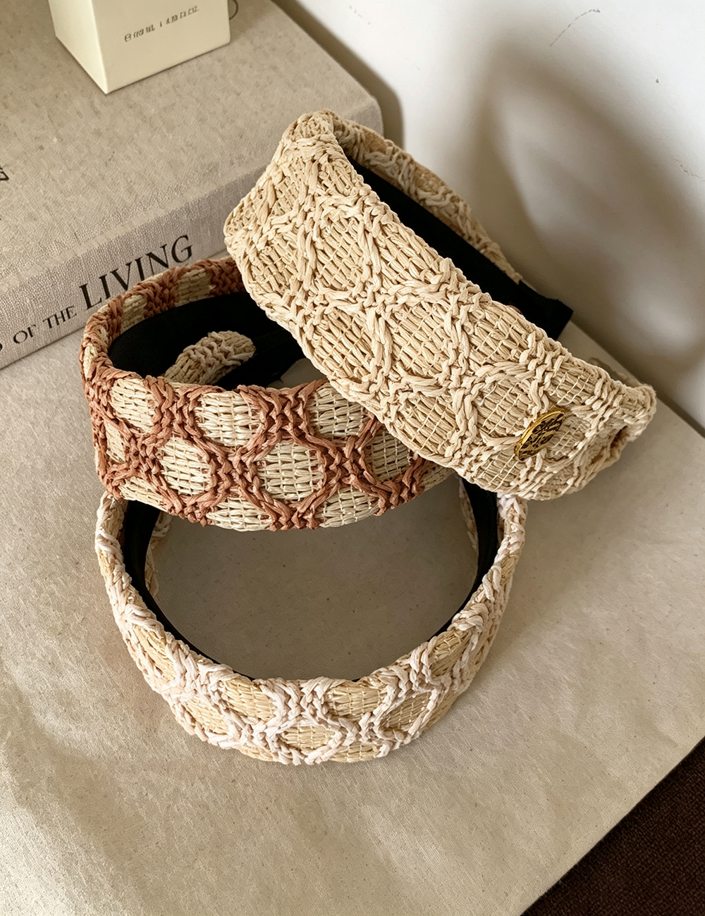 Woven Straw Argyle Diamond Headband 6W6HBD282