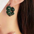 Green Emerald Crystal Hoop Earrings 6W6JER785