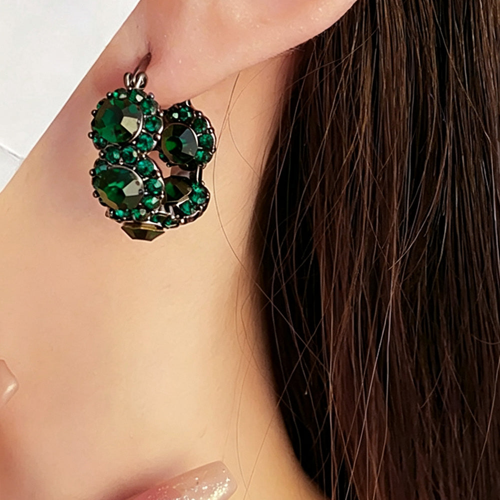 Green Emerald Crystal Hoop Earrings 6W6JER785