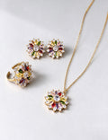 Elegant Colorful Rhinestones Floral Pendant Choker Necklace 6W6JNC928