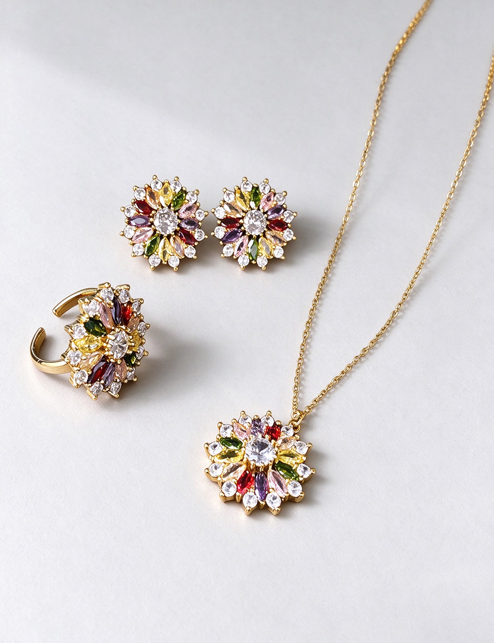 Elegant Colorful Rhinestones Floral Pendant Choker Necklace 6W6JNC928