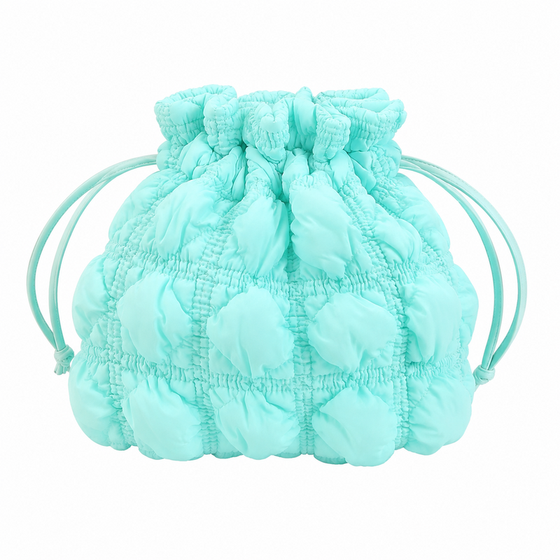 Simple Plaid Ruched Drawstring Bucket Crossbody Bag 6W10BBG1809
