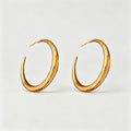 Chunky Gold Plated C-Shaped Hoop Earrings 6W6JER755