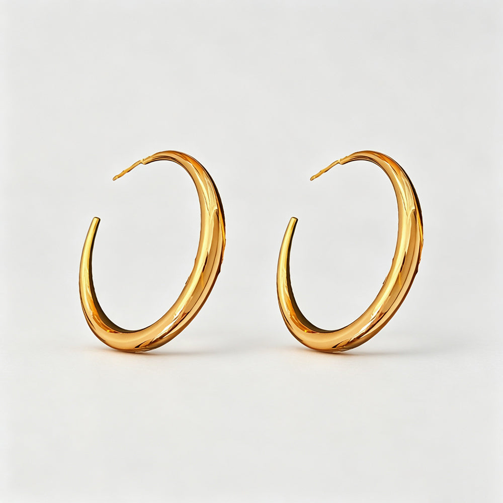 Chunky Gold Plated C-Shaped Hoop Earrings 6W6JER755