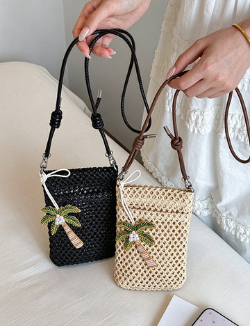 Casual Beach Straw Woven Crossbody - DippedShop Wholesale - #5651