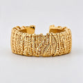 Vintage Gold Plated Crinkled Texture Wide Open Ring 6W6JRG362
