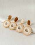 Boho Woven Mesh Circle Drop Statement Earrings 6W6JER822