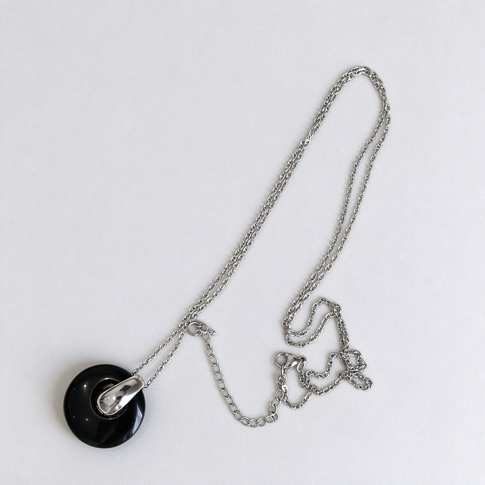 Gemstone Donut Coin Necklace - DippedShop Wholesale - #6659