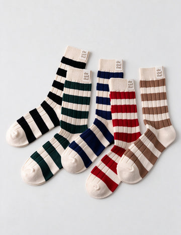 Striped Slouchy Crew Socks - DippedShop Wholesale - #4275