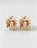 Vintage Gold Plated Enamel Flower Stud Earrings 6W6JER742