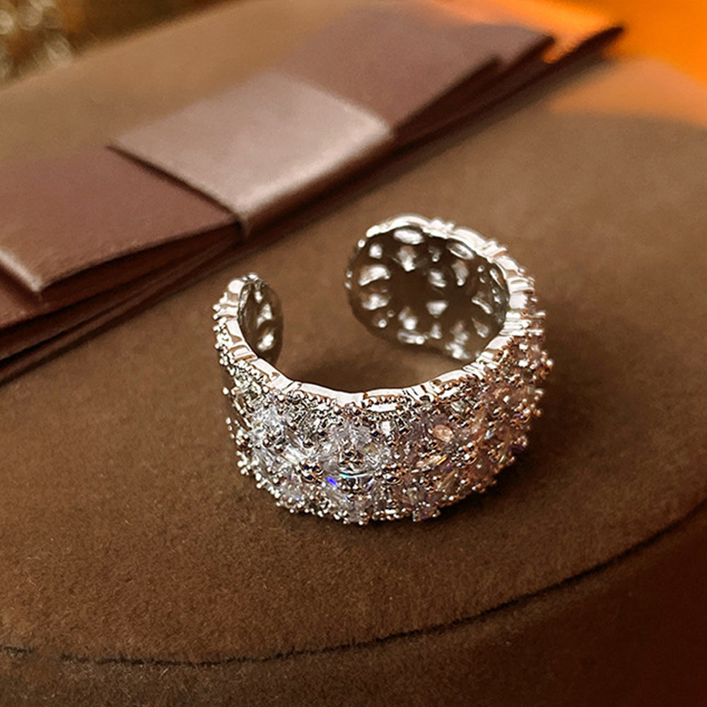 Sparkly Cubic Zirconia Hollow Out Open Ring 6W6JRG367