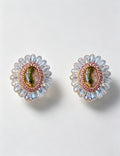 Stylish Rhinestone Oval Sunflower Stud Earrings 6W6JER739