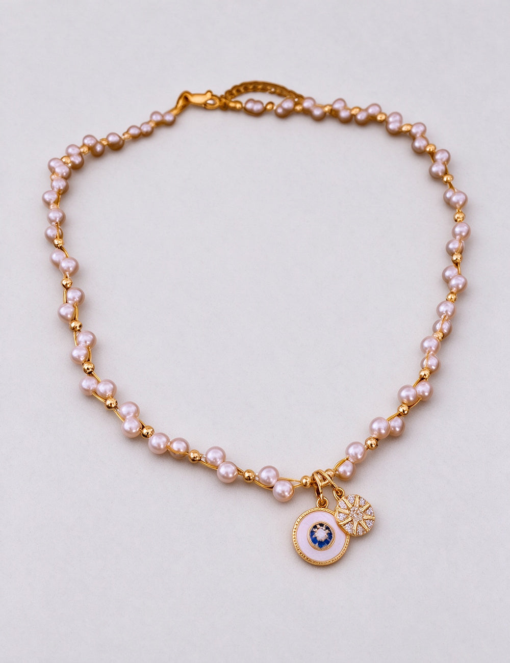 Stylish Rhinestone Eight-Star Pendant Pearl Necklace 6W6JNC969