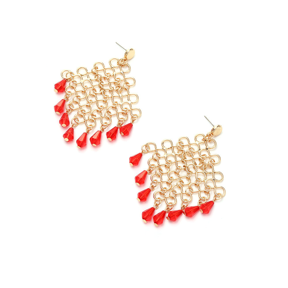 Boho Resin Bead Tassel Earrings - DippedShop Wholesale - #5587