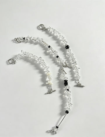 Irregular Transparent Crystal Stone Beaded Bracelet 6W6JBR351