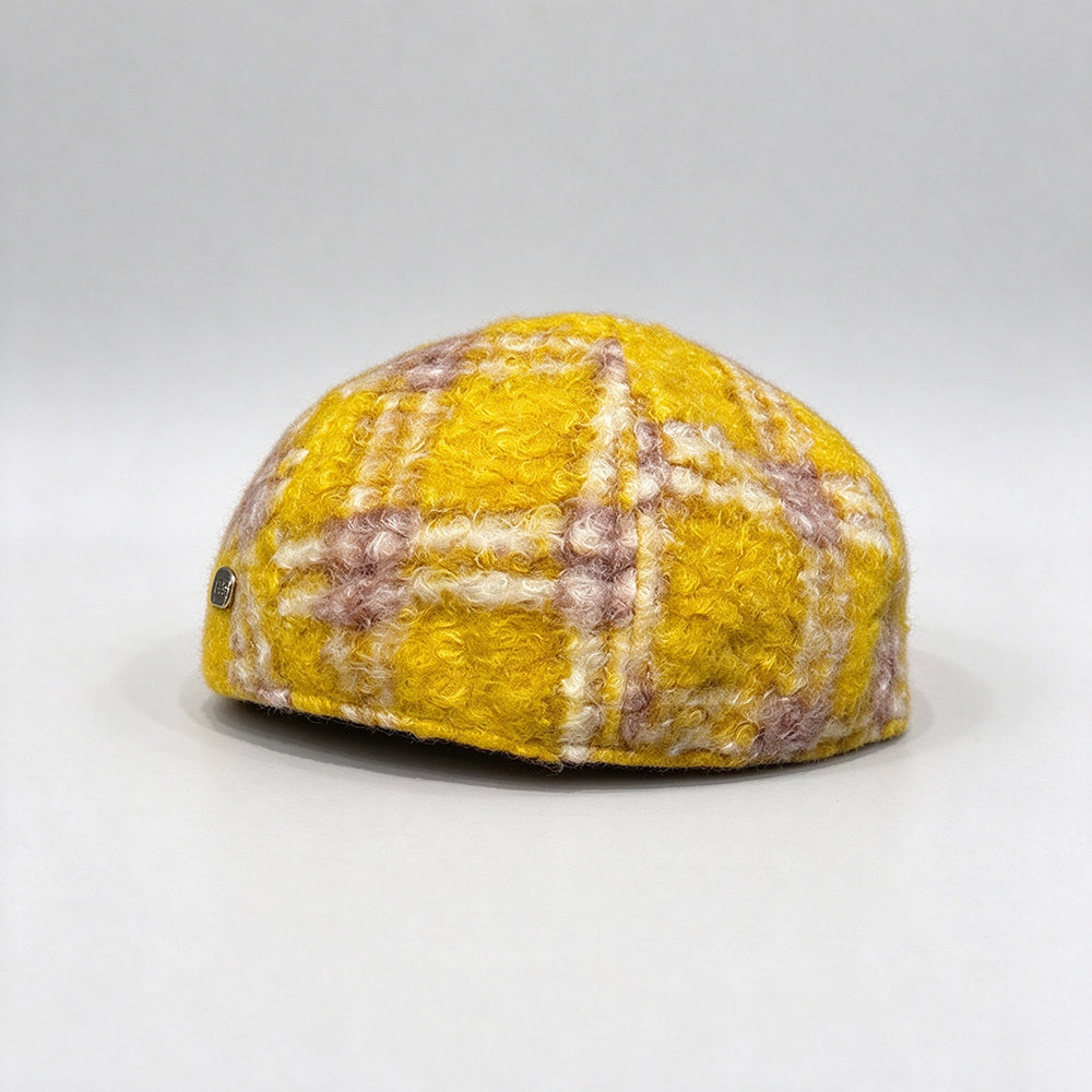 Plaid Fluffy Beret Hat - DippedShop Wholesale - #6003
