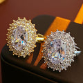Luxury Oval Rhinestone Gold Plated Open Ring 6W6JRG379