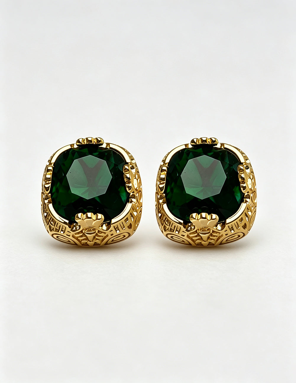 Luxury Green Square Cubic Zirconia Stud Earrings 6W6JER722