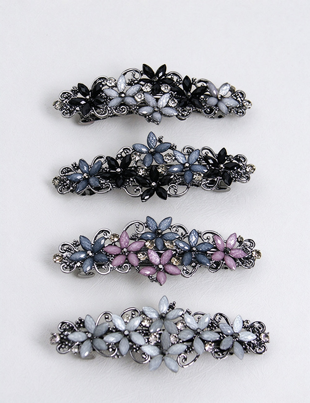 Rhinestone Flower Hair Barrette - DippedShop Wholesale - #7027