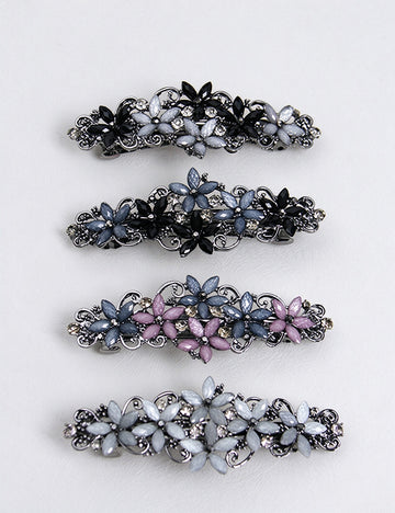Rhinestone Flower Hair Barrette - DippedShop Wholesale - #7027