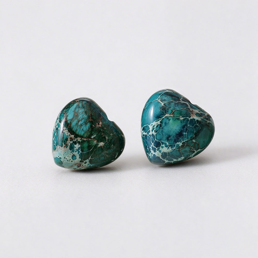 Stone Heart Stud Earrings - DippedShop Wholesale - #6659