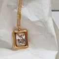 Square Zircon Pendant Necklace - DippedShop Wholesale - #9811