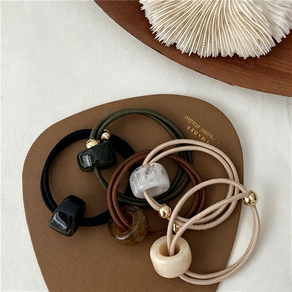 Minimalist Resin Bead High Stretchy Hair Tie 6W6HSR465