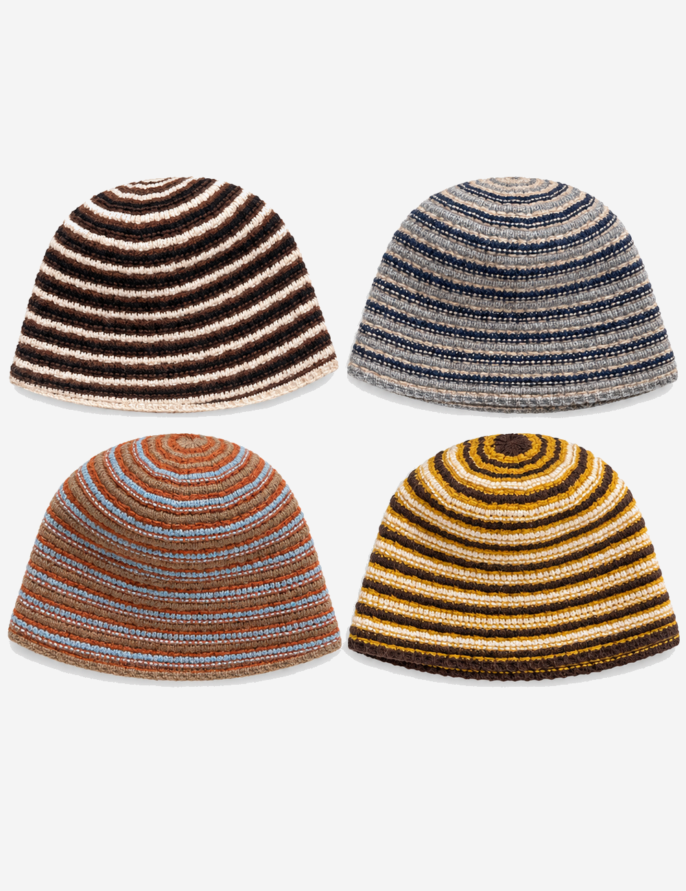 Minimalist Striped Knit Bucket Hat 6W6HAT649