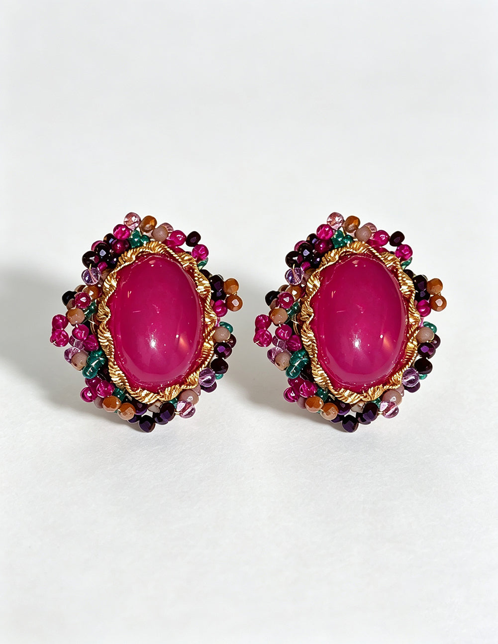 Trendy Rose Crystal Oval Drop Statement Earrings 6W6JER729
