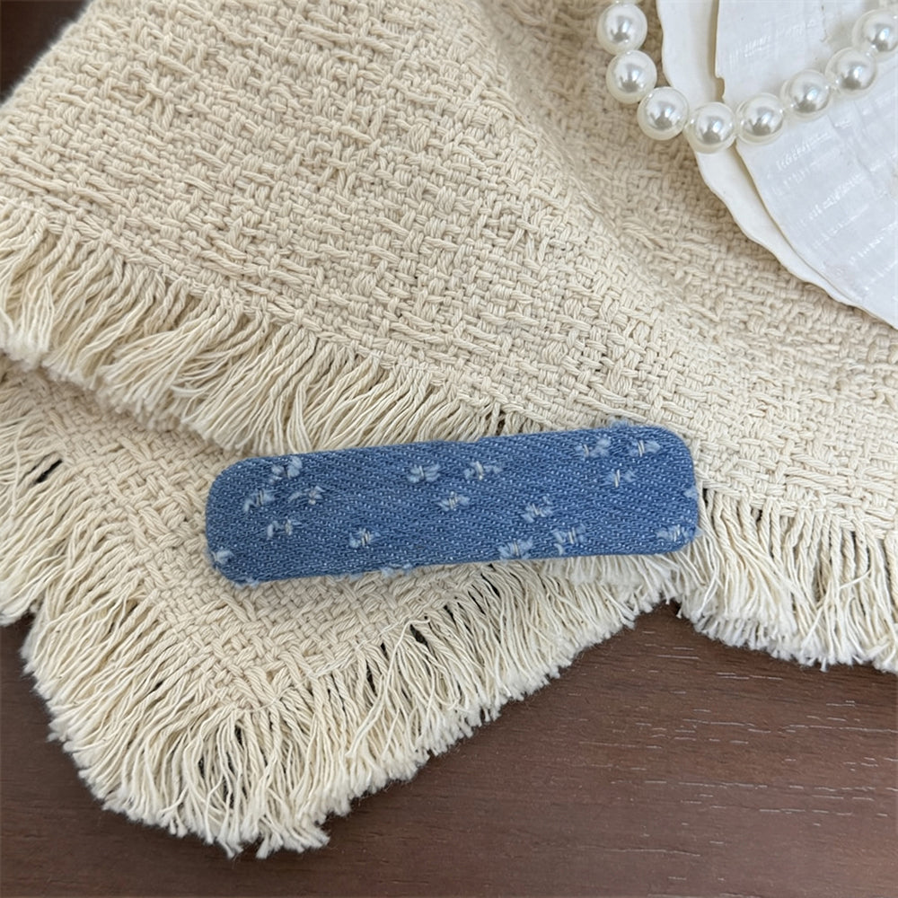 Simple Denim Frayed Hem No-Crease Hair Clip 6W6HCP1623