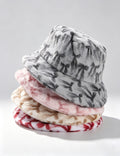 Fuzzy Plush Bow Knot Print Warm Bucket Hat 6W6HAT812