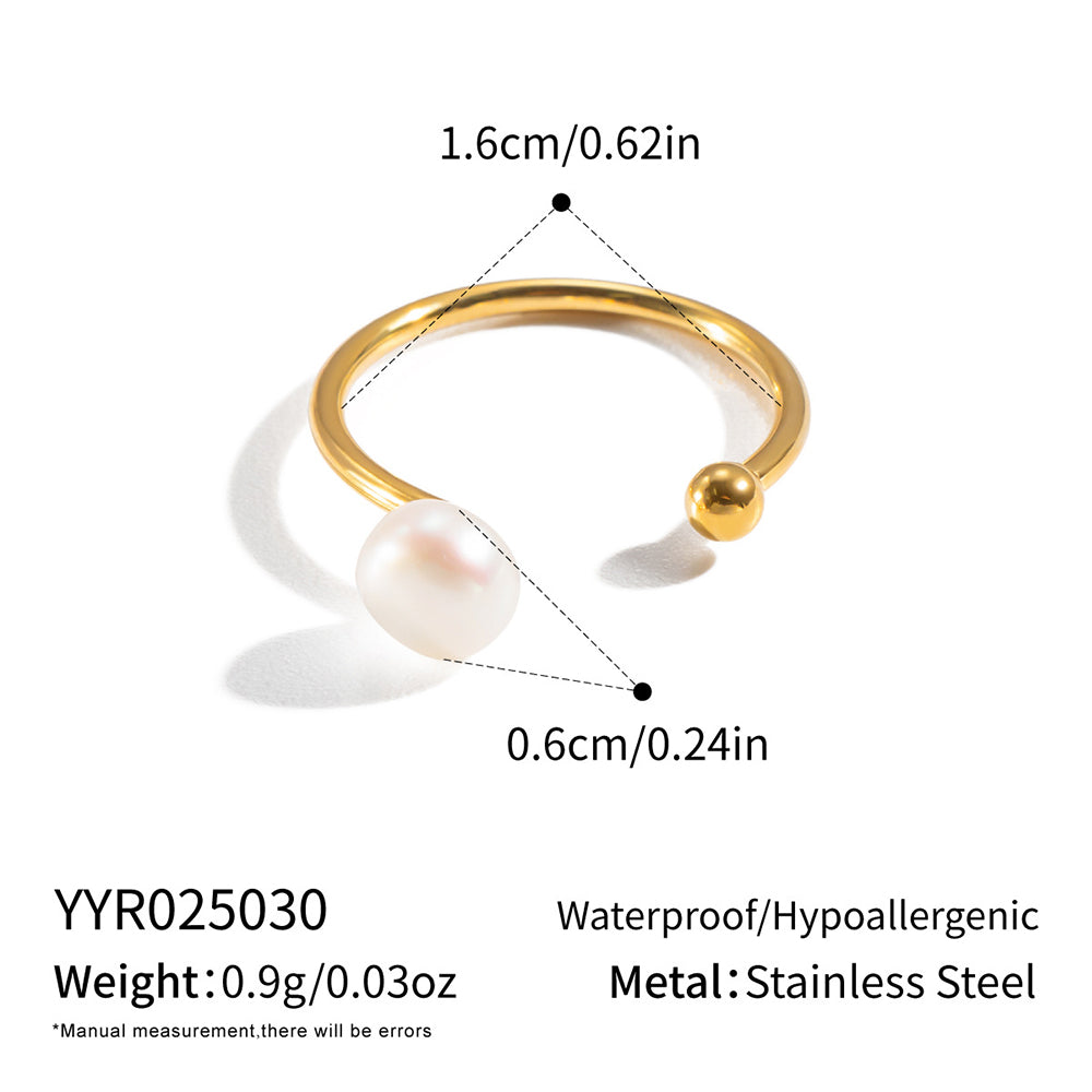 Pearl Gold Plated Open Ring - DippedShop Wholesale - #1891