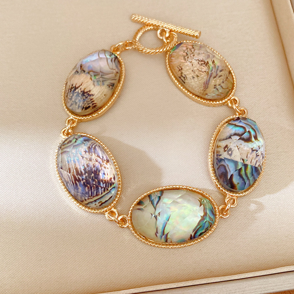 Vintage Oval Resin Disc Chain Bracelet 6W6JBR675